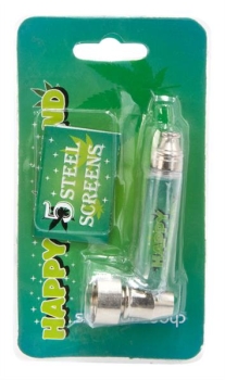 Schraubpfeife aus Metall - Purpfeife ca 70mm "Happy Weedend"